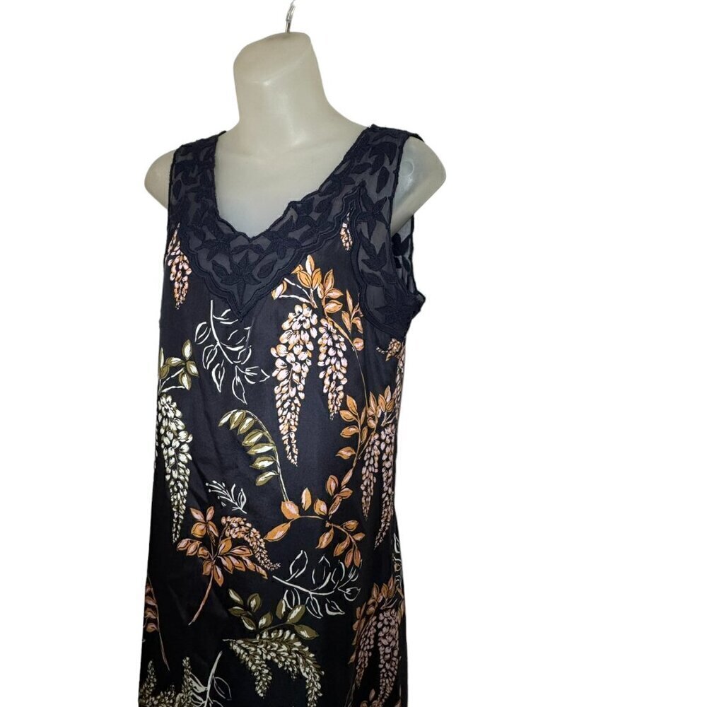 Sundance 100% Silk Sexy Floral Printed Slip Dress Sheath Lace Trim size S 4 - 6 - Picture 6 of 10